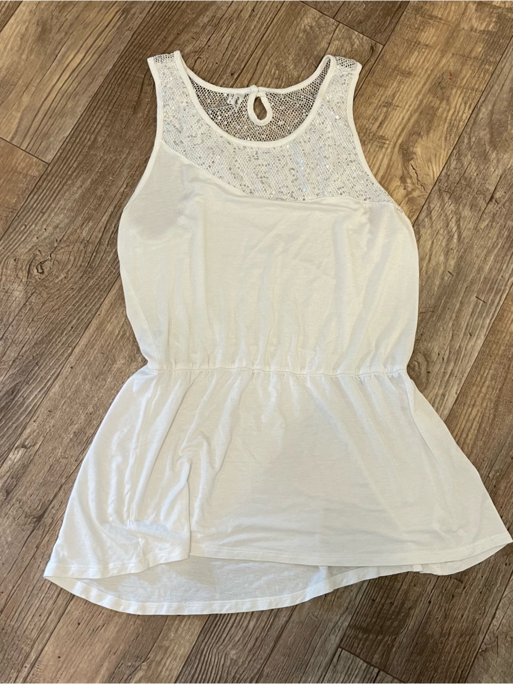 Studio Y White Lace Yoke Tank Dress